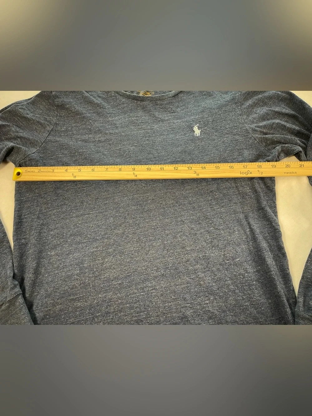 Polo Ralph Lauren Custom Slim Fit Blue Heather Long Sleeve T-Shirt Size M